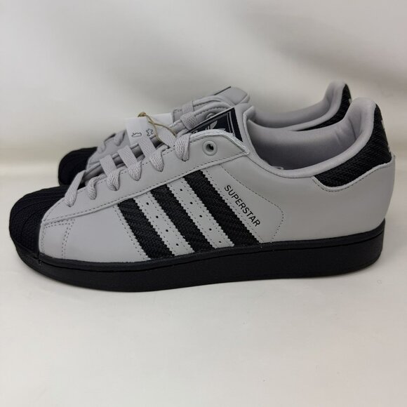Adidas Originals Superstar 2 Shell Toe Shoes Gray Black Men’s Size 9.5 - Picture 2 of 8